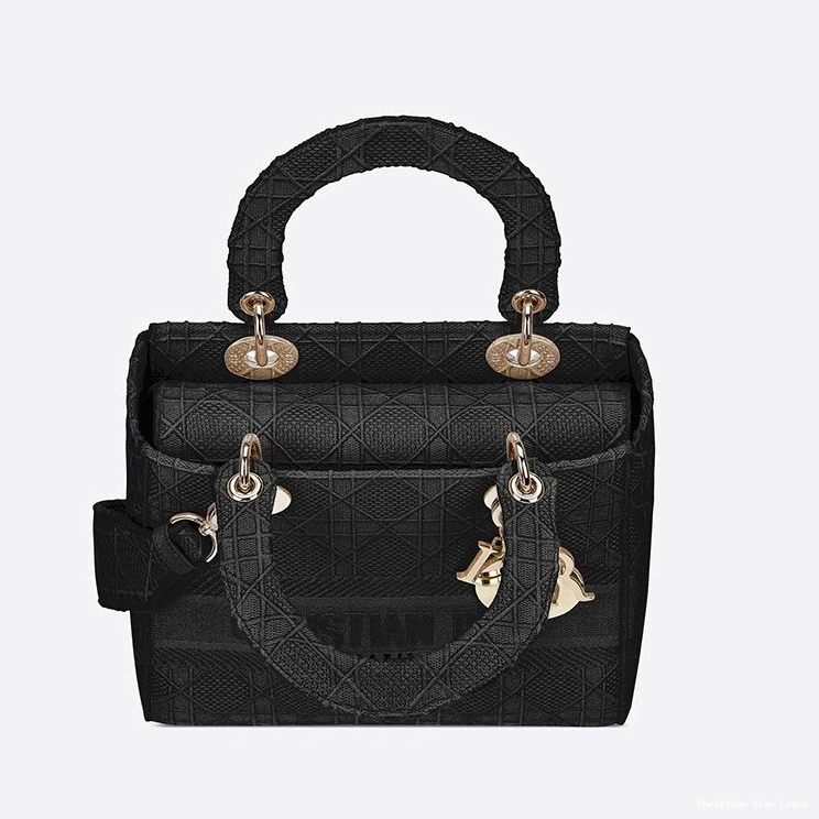 Cheap Motif Medium Bag Cannage D-lite Black Canvas Lady 0718 Luxury